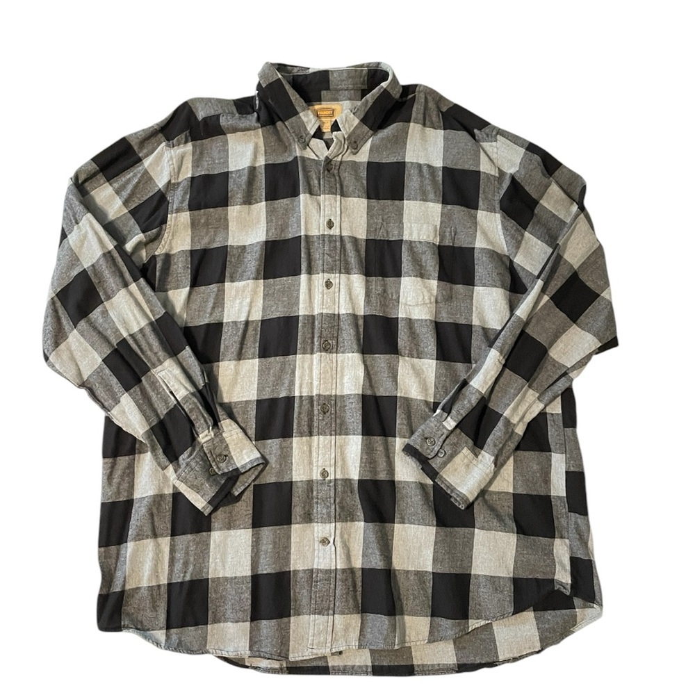 FOUNDRY BLACK GREY PLAID FLANNEL BUTTON DOWN LONG SLEEVE SHIRT SIZE 2XLT
